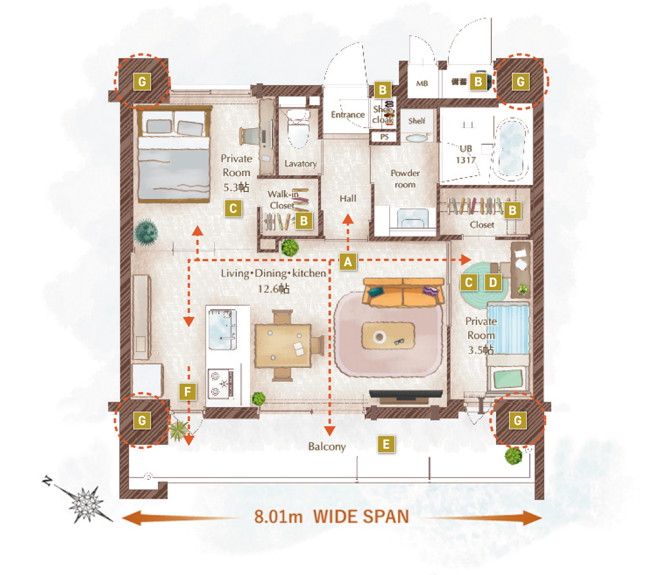 家具入りイラスト間取り